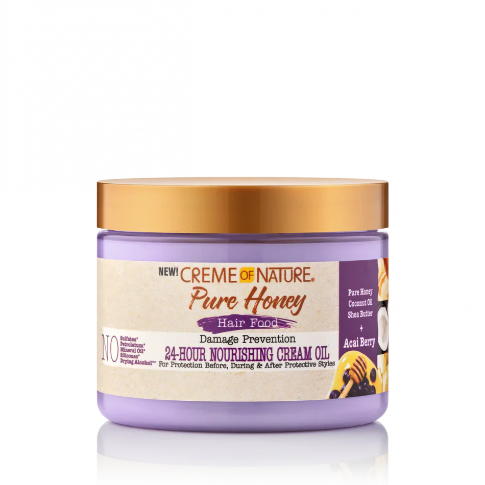 CREME OF NATURE PURE HONEY Hair Food Damage Prevention 24-Hour Nourishing Cream Oil 4.7 oz