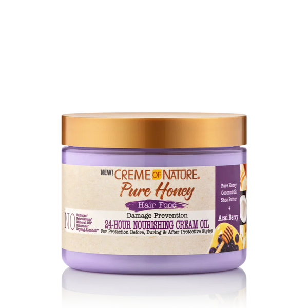 CREME OF NATURE PURE HONEY Hair Food Damage Prevention 24-Hour Nourishing Cream Oil 4.7 oz