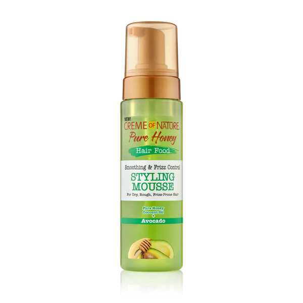 CREME OF NATURE PURE HONEY Hair Food Smoothing & Frizz Control Styling Mousse 7oz