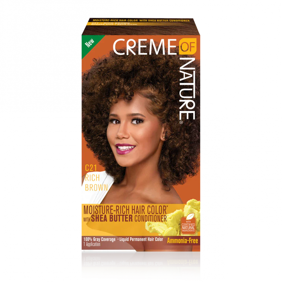 CREME OF NATURE Moisture-Rich Hair Color* with Shea Butter Conditioner C21 Rich Brown