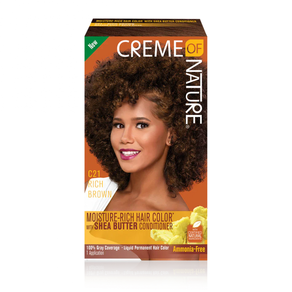 CREME OF NATURE Moisture-Rich Hair Color* with Shea Butter Conditioner C21 Rich Brown