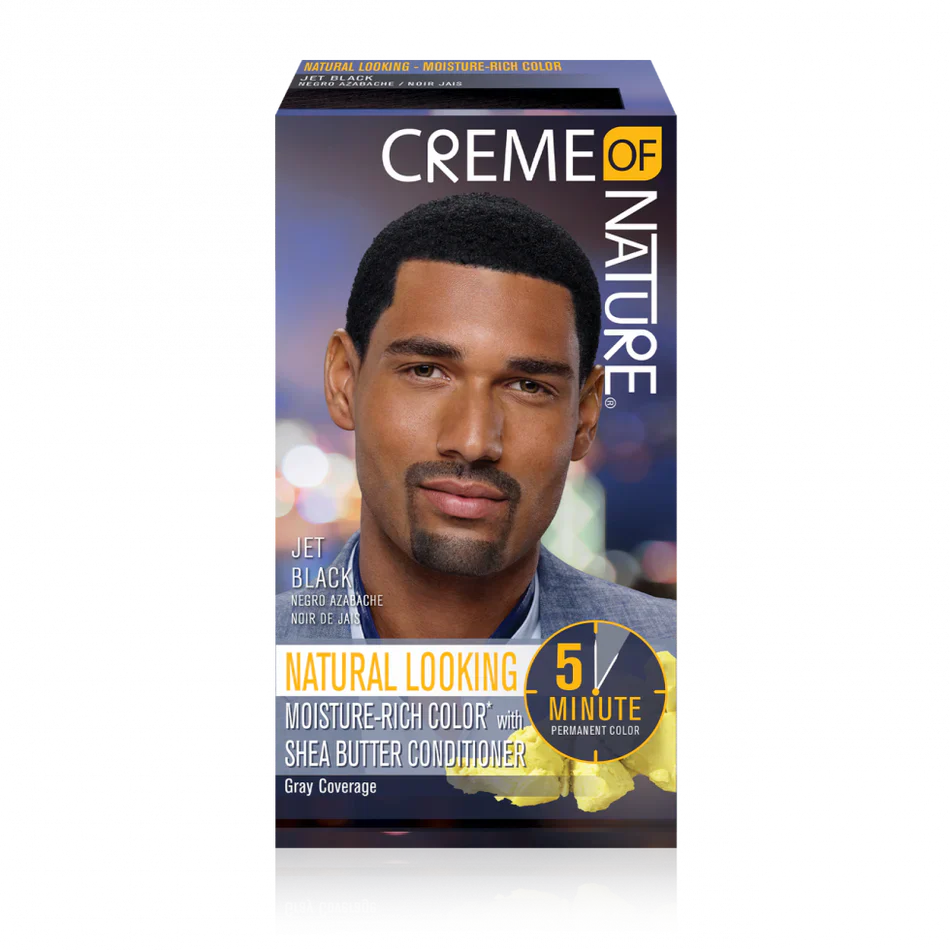 CREME OF NATURE HAIR COLOR FOR MEN Natural Looking Moisture-Rich* Liquid Hair Color with Shea Butter Conditioner Jet Black