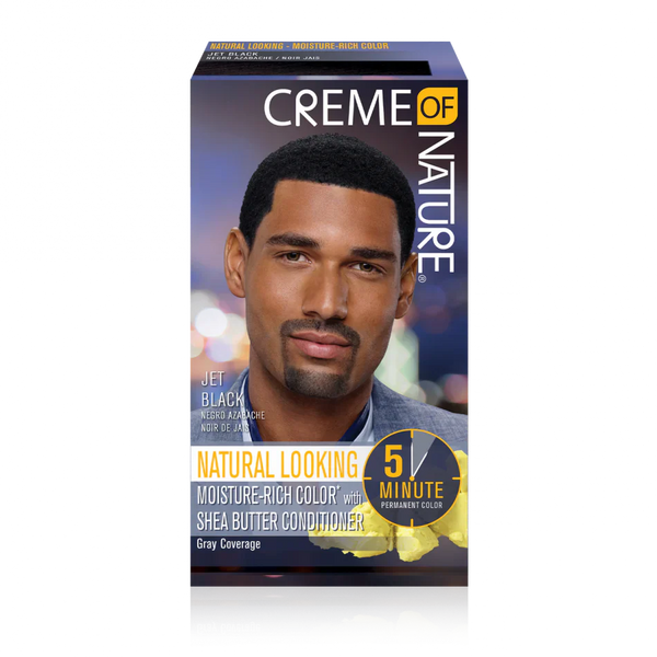 CREME OF NATURE HAIR COLOR FOR MEN Natural Looking Moisture-Rich* Liquid Hair Color with Shea Butter Conditioner Jet Black