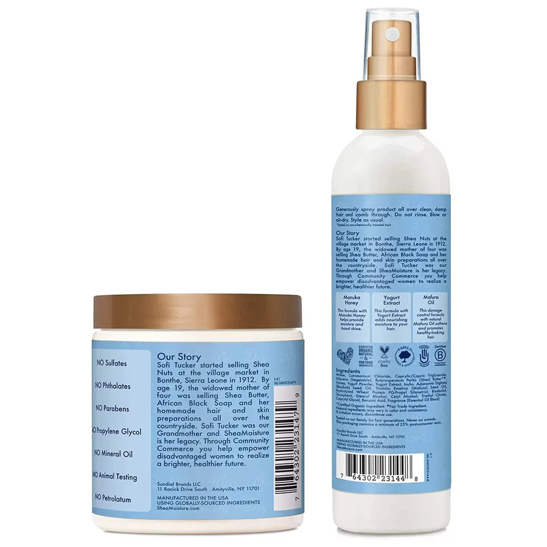 Shea Moisture Leave-In Conditioner Spray + Hair Mask Set - Manuka Honey & Yogurt Hydrating Repair Treatment