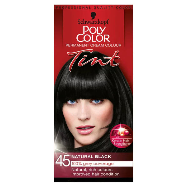 Schwarzkopf Poly Color Permanent Cream Colour Tint Natural Black 45 each