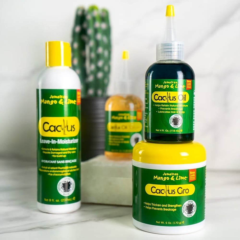 Jamaican Mango & Lime Cactus Hair Care Range (Leave-in Moisturizer, Cactus Oil, Cactus Gro)