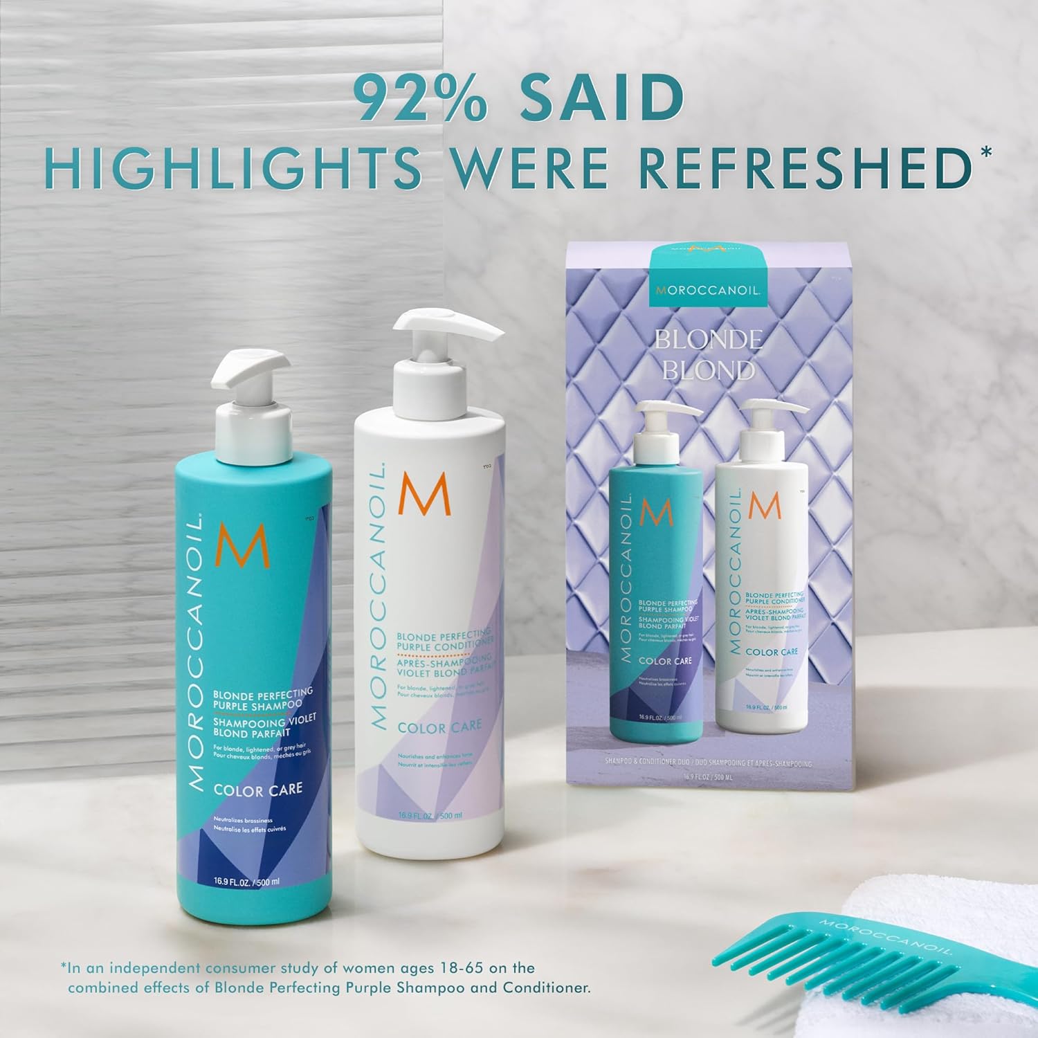 Moroccanoil Blonde Perfecting Purple Shampoo and Conditioner 500ml