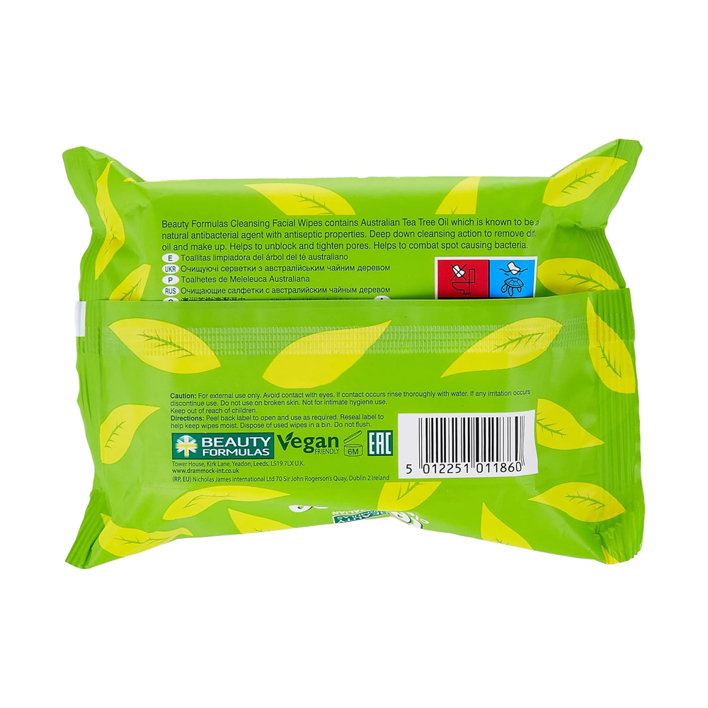 Beauty Formulas Australian Tea Tree Cleansing Wipes