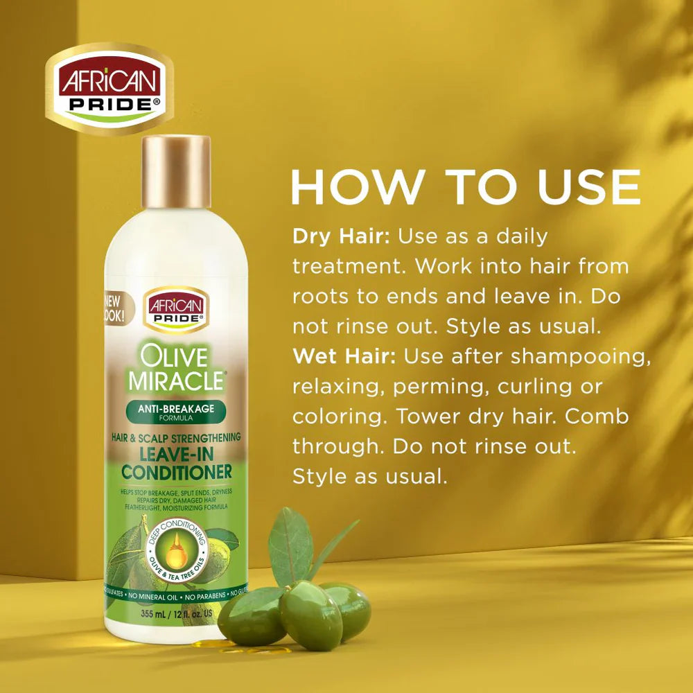 AFRICAN PRIDE OLIVE MIRACLE LEAVE-IN CONDITIONER, 12OZ