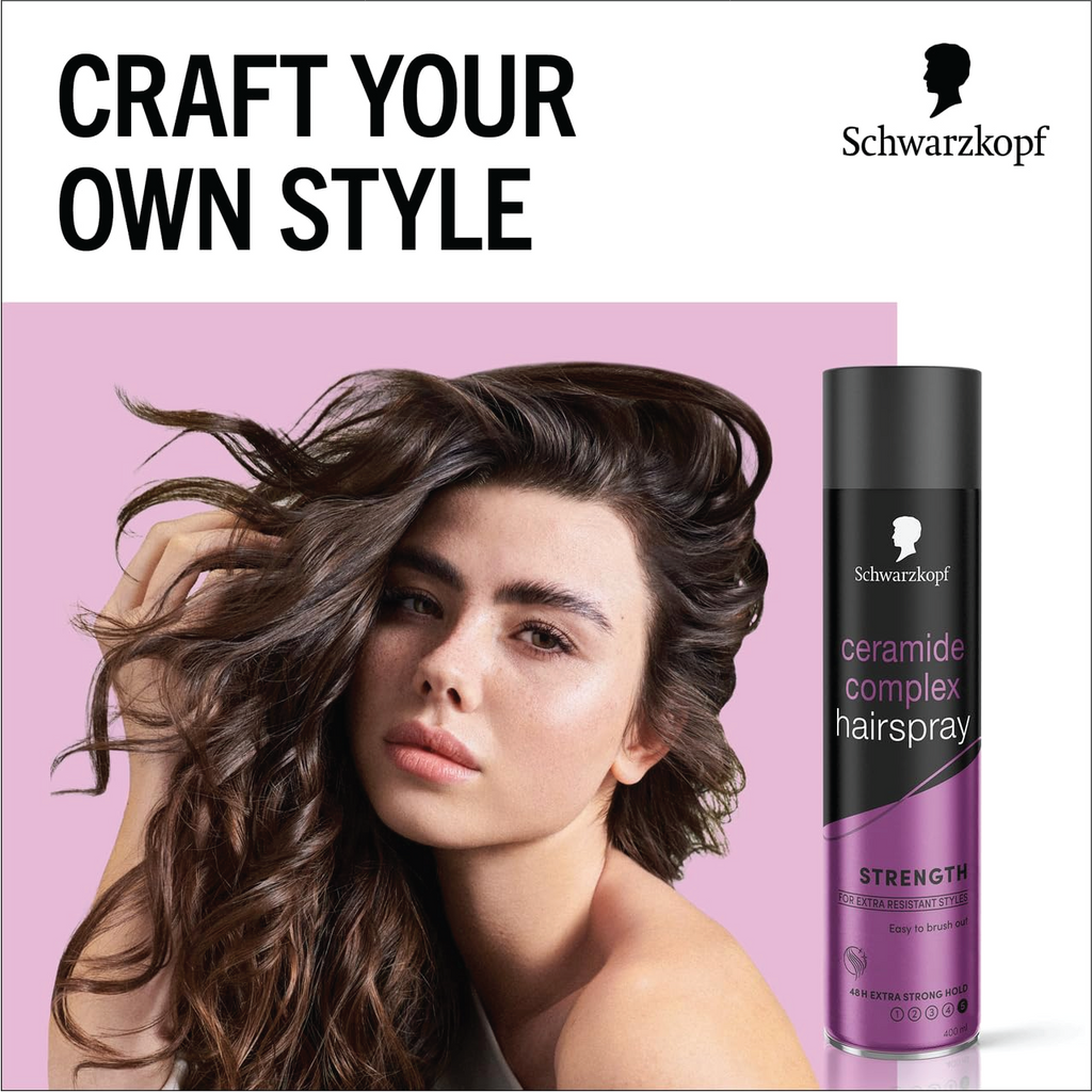 SCHWARZKOPF HAIR SPRAY CERAMIDE COMPLEX STRENGTH 400 ML