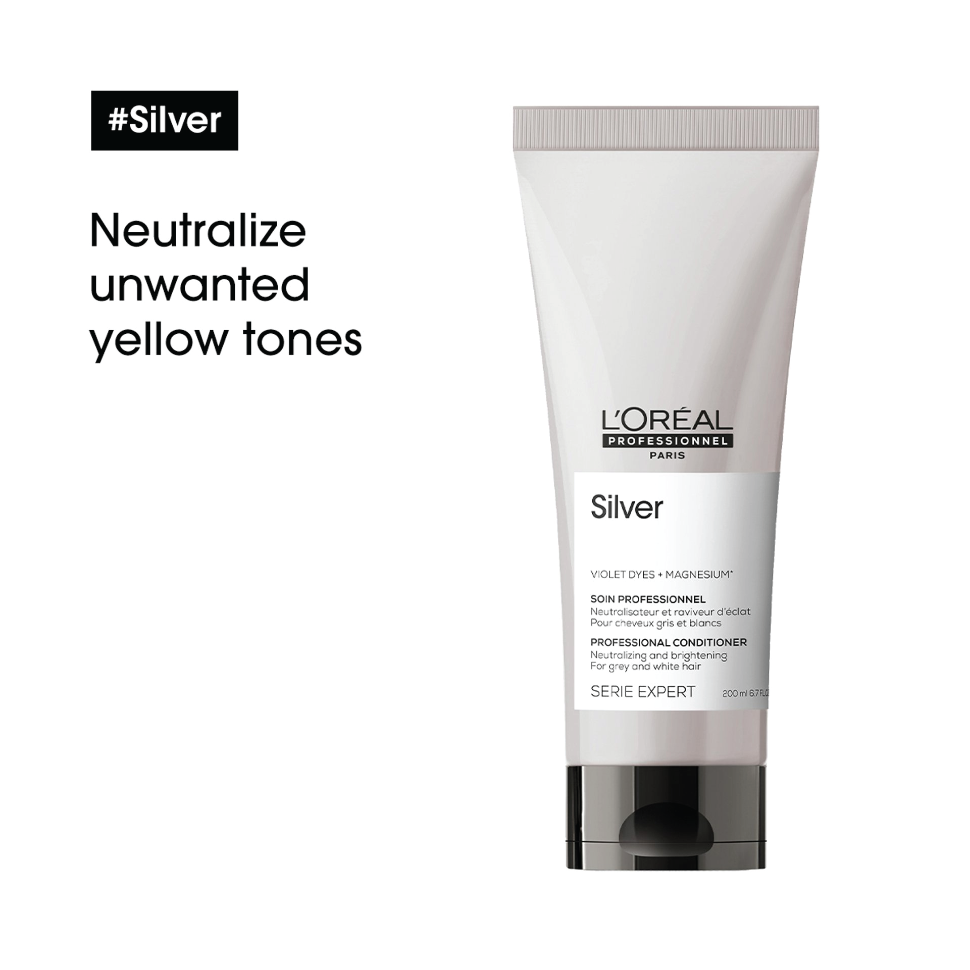 L'Oreal Professionnel Serie Expert - Silver Violet Dyes + Magnesium Neutralising and Brightening Conditioner (For Grey and White Hair) 200ml