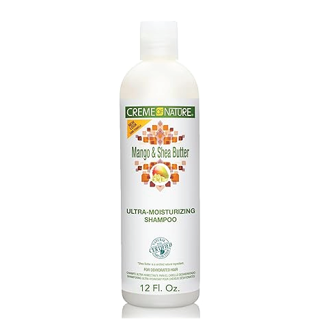 Shampoo with Mango & Shea Butter by Creme of Nature, Ultra Moisturizing for Dry Dehydrated Hair 355ml
