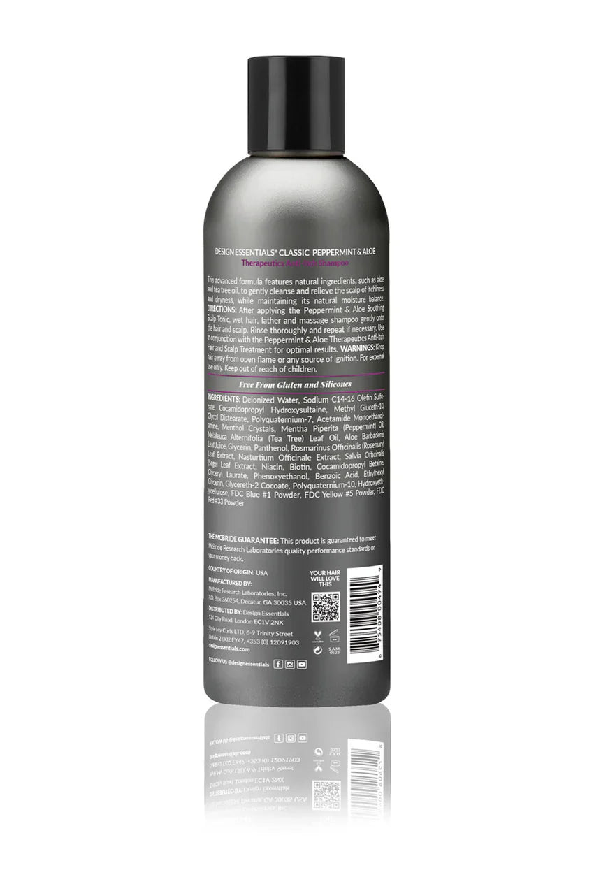 DESIGN ESSENTIALS Peppermint & Aloe Therapeutics Anti-Itch Shampoo-8 OZ