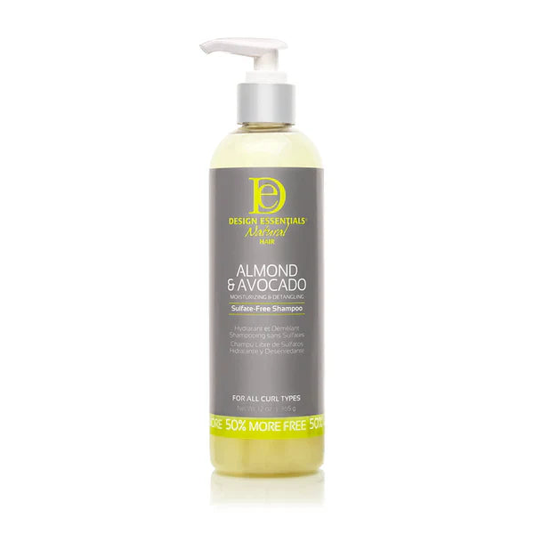 DESIGN ESSENTIALS ALMOND & AVOCADO MOISTURIZING & DETANGLING SULFATE-FREE SHAMPOO-12 OZ