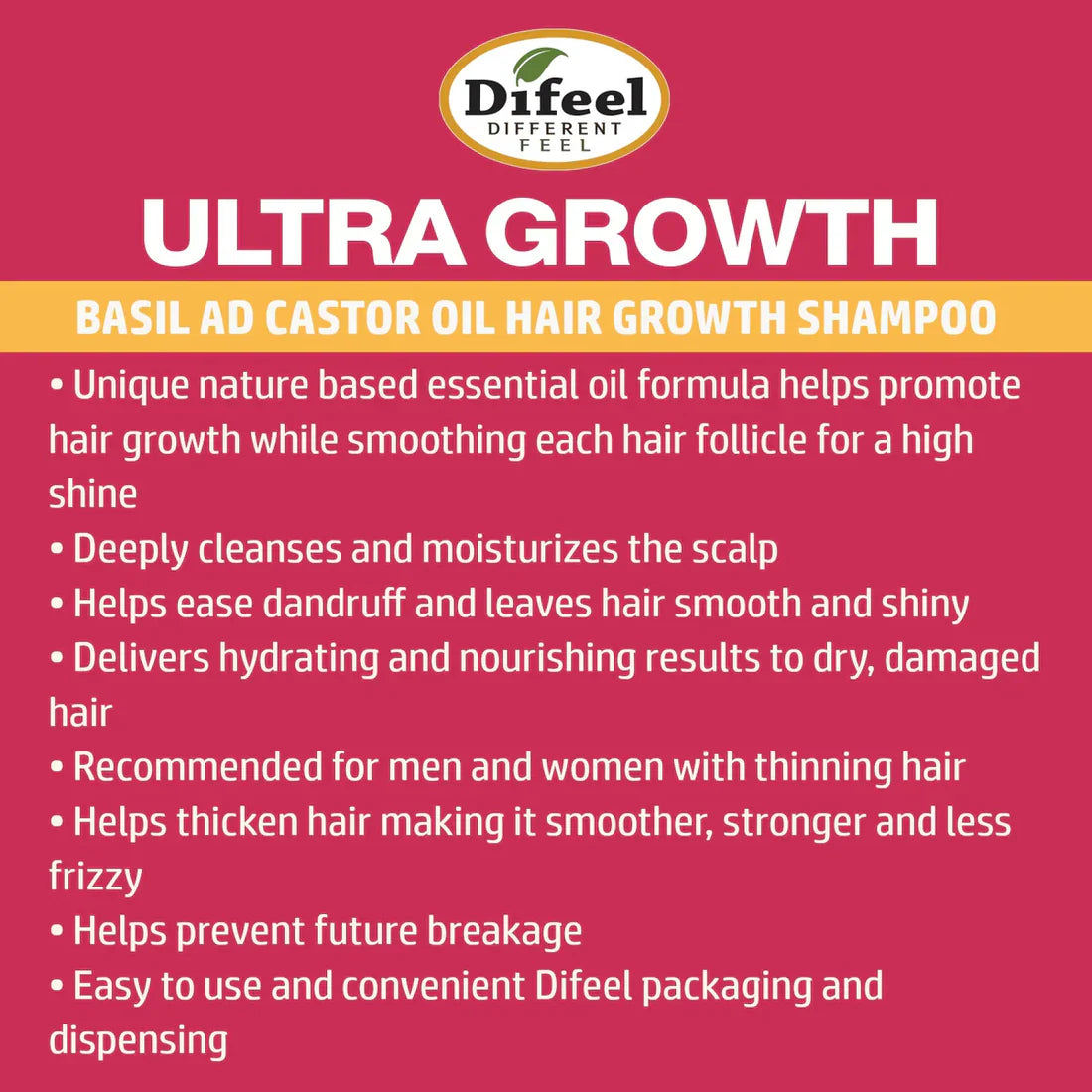 DIFEEL ULTRA GROWTH BASIL & CASTOR OIL PRO GROWTH SHAMPOO 33.8 OZ