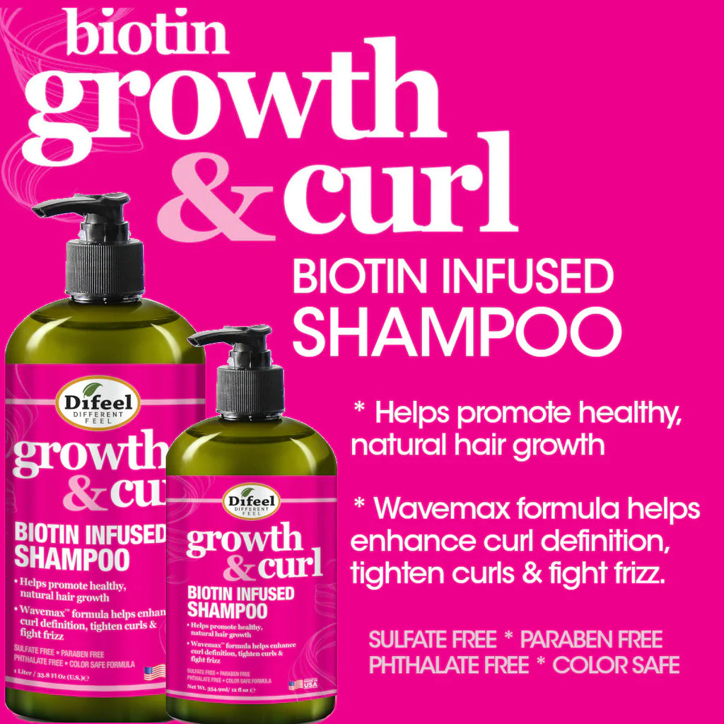 DIFEEL GROWTH AND CURL BIOTIN SHAMPOO 12 OZ