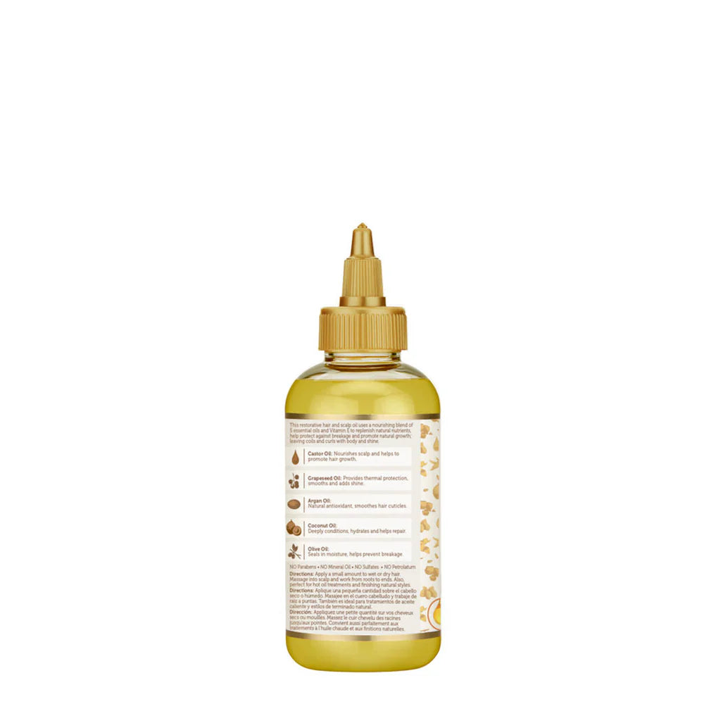 AFRICAN PRIDE MOISTURE MIRACLE CASTOR, GRAPESEED, ARGAN, COCONUT & OLIVE 5 ESSENTIAL OILS, 4OZ
