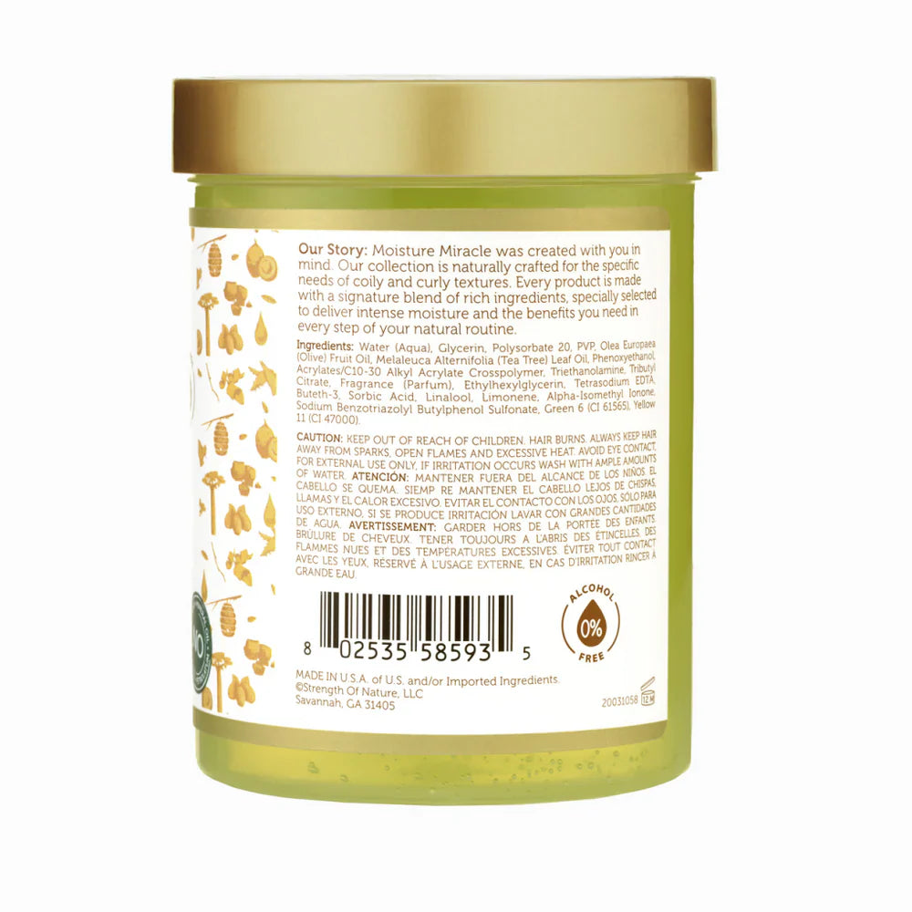 AFRICAN PRIDE MOISTURE MIRACLE OLIVE OIL & TEA TREE OIL MAX HOLD STYLING GEL, 18OZ