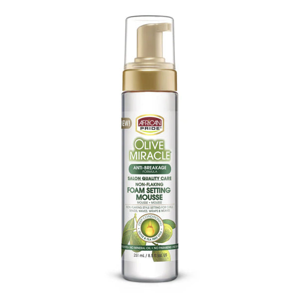 AFRICAN PRIDE OLIVE MIRACLE FOAM SETTING MOUSSE, 8.5FL OZ