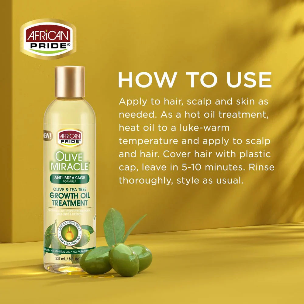 AFRICAN PRIDE OLIVE MIRACLE GROWTH OIL TREATMENT, 8FL OZ