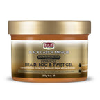 AFRICAN PRIDE BLACK CASTOR MIRACLE BRAID, LOC & TWIST GEL, 8OZ