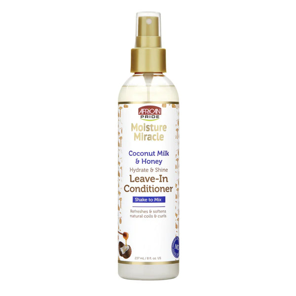 AFRICAN PRIDE MOISTURE MIRACLE COCONUT MILK & HONEY LEAVE-IN CONDITIONER, 8FL OZ