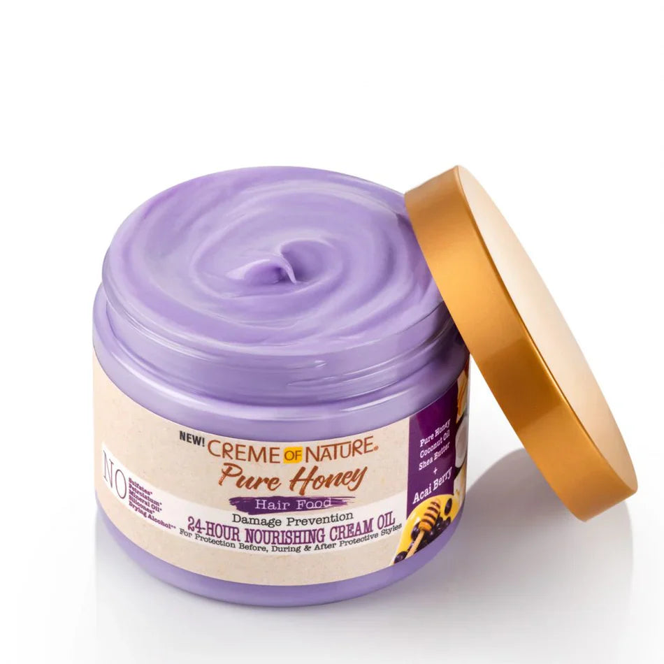 CREME OF NATURE PURE HONEY Hair Food Damage Prevention 24-Hour Nourishing Cream Oil 4.7 oz