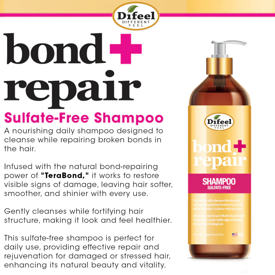 DIFEEL BOND & REPAIR SULFATE FREE SHAMPOO 33.8 oz