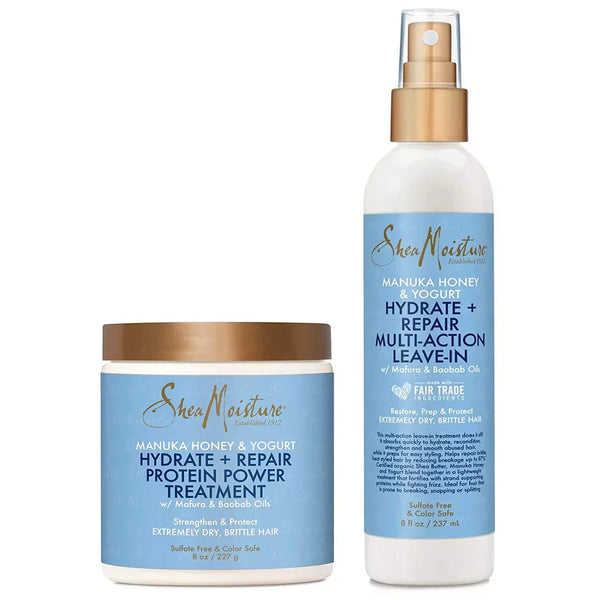Shea Moisture Leave-In Conditioner Spray + Hair Mask Set - Manuka Honey & Yogurt Hydrating Repair Treatment