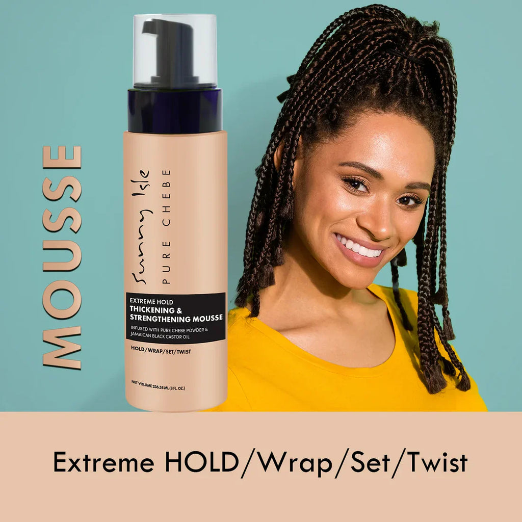 SUNNY ISLE Pure Chebe Extreme Hold Thickening & Strengthening Mousse 8oz